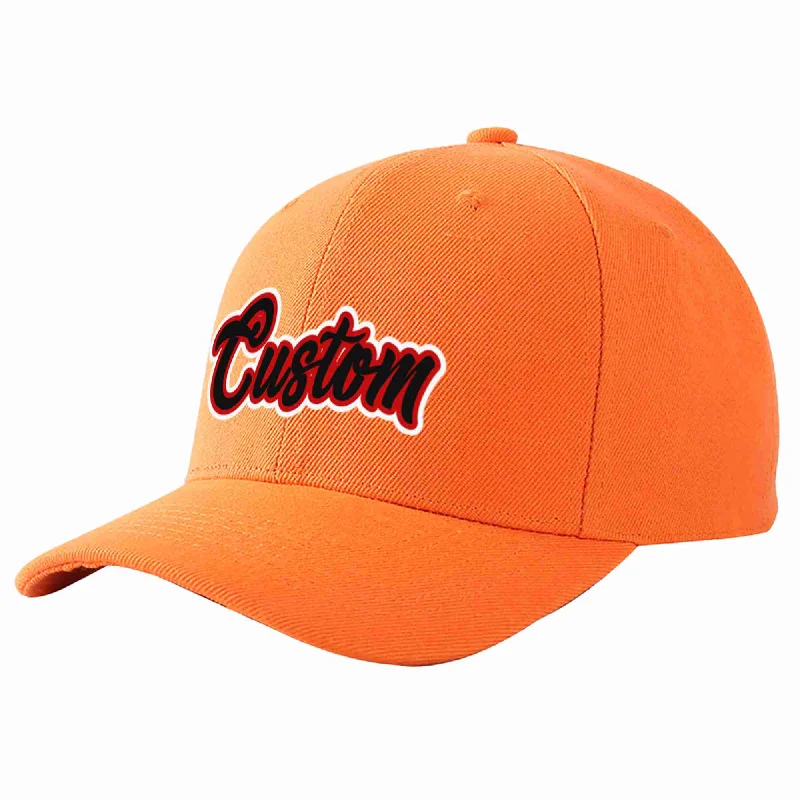 Punk Baseball Cap-Custom Orange Black-Red Curved Eaves Sport Baseball Cap Design for Men/Women/Youth