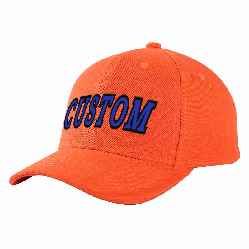 Trucker Baseball Cap-Custom Tangerine Royal-Black Curved Eaves Sport Baseball Cap Design for Men/Women/Youth