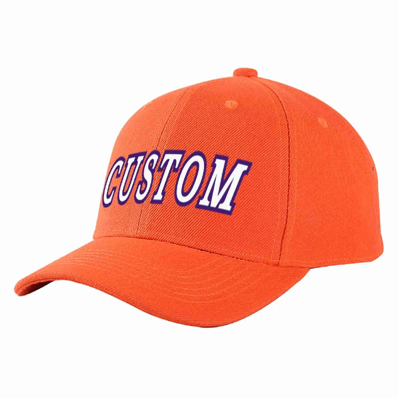 Baseball Cap With Buckle-Custom Tangerine White-Purple Curved Eaves Sport Baseball Cap Design for Men/Women/Youth