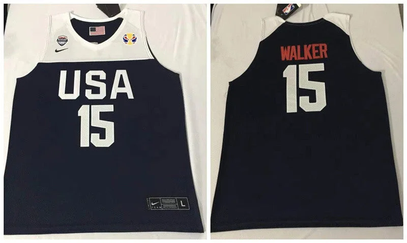 Unisex Basketball Jersey-Team USA 15 Derrick Walker Navy 2016 Olympics Basketball Swingman Basketball Jersey