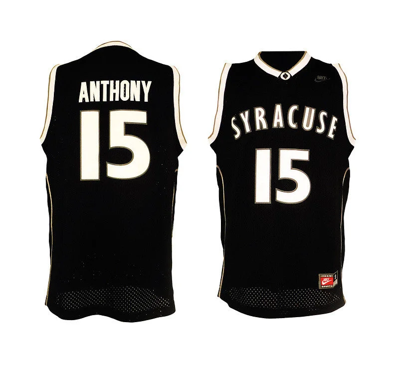 Basketball Jersey With Graffiti Style-Knicks 15 Carmelo Anthony Black Syracuse Basketball Jerseys