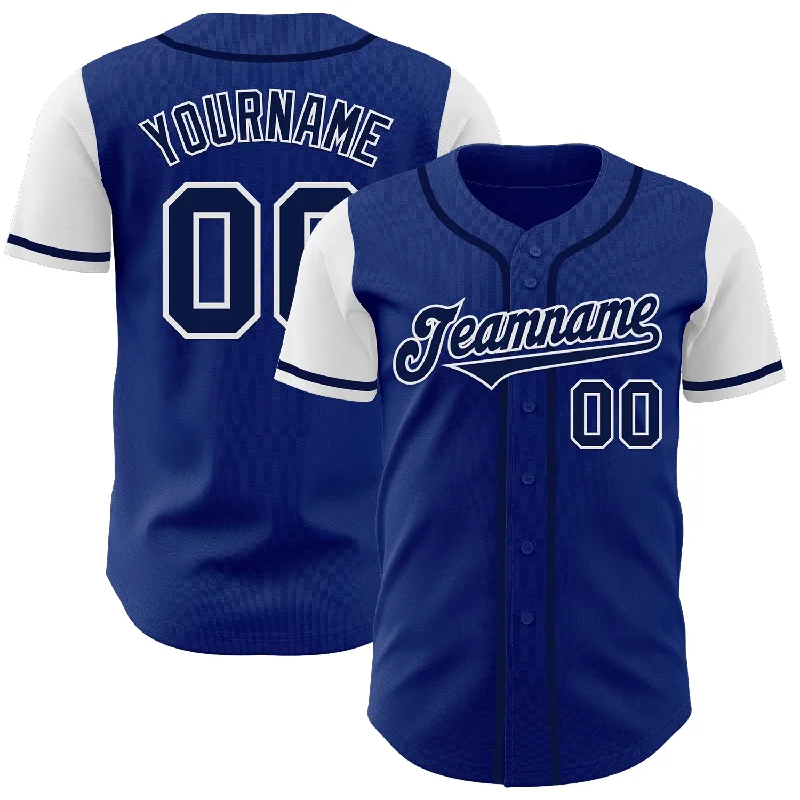 Baseball Jersey With Patches-Custom Royal Navy-White Authentic Two Tone Baseball Jersey