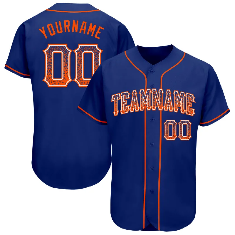 Baseball Jersey With Zipper-Custom Royal Orange-White Authentic Drift Fashion Baseball Jersey