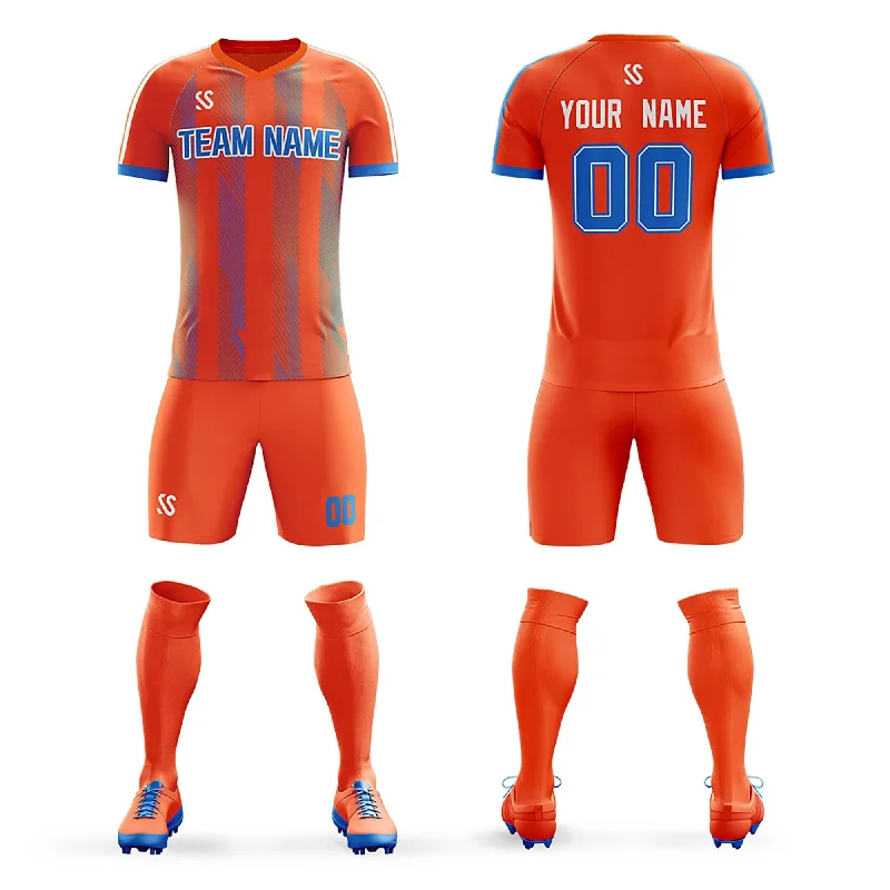 Football Jersey With DIY Design-Custom Orange Printing Outdoor Tracksuit Soccer Sets Jersey