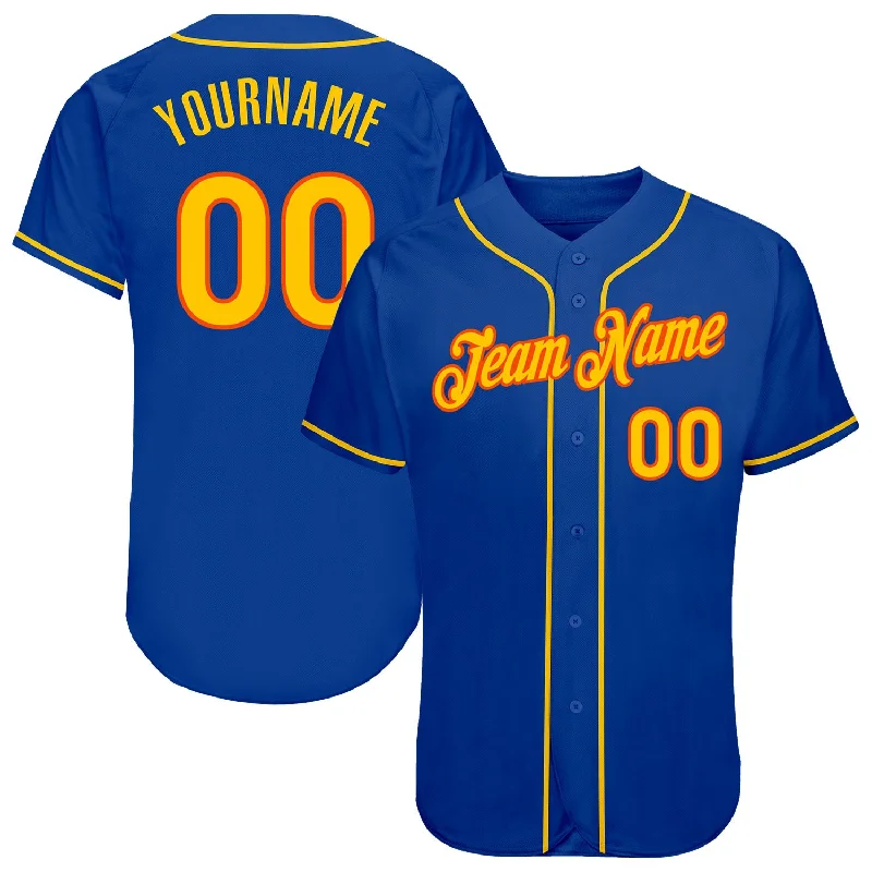 Baseball Jersey For Winter-Custom Royal Gold-Orange Authentic Baseball Jersey