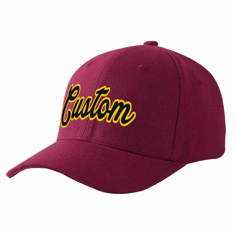 Rainbow Baseball Cap-Custom Red Wine Black-Gold Curved Eaves Sport Baseball Cap Design for Men/Women/Youth