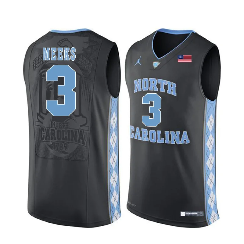 Basketball Jersey With Metallic Shine-North Carolina Tar Heels 3 Kennedy Meeks Black College Basketball Basketball Jersey