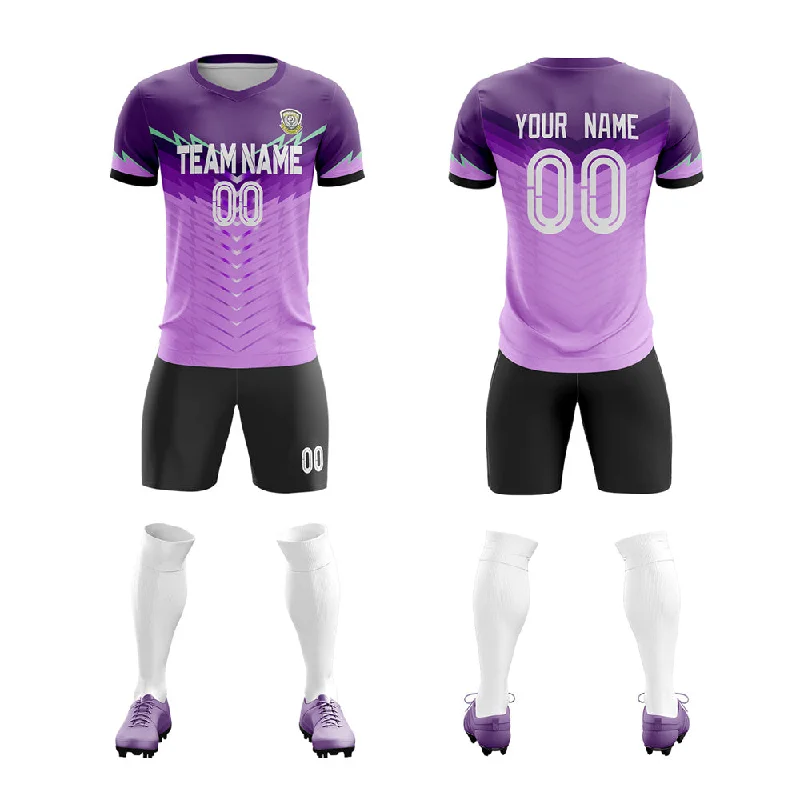 Football Jersey With Unique Typography-Custom Purple Black Training Uniform For Men Soccer Sets Jersey