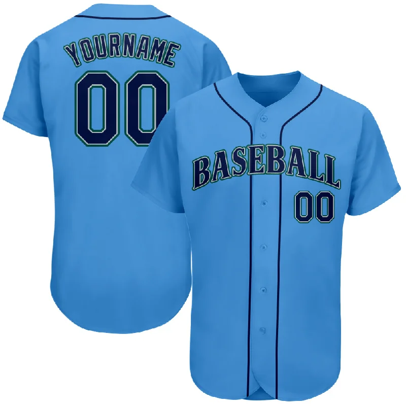 Baseball Jersey For Bachelor Parties-Custom Powder Blue Navy-Teal Authentic Baseball Jersey