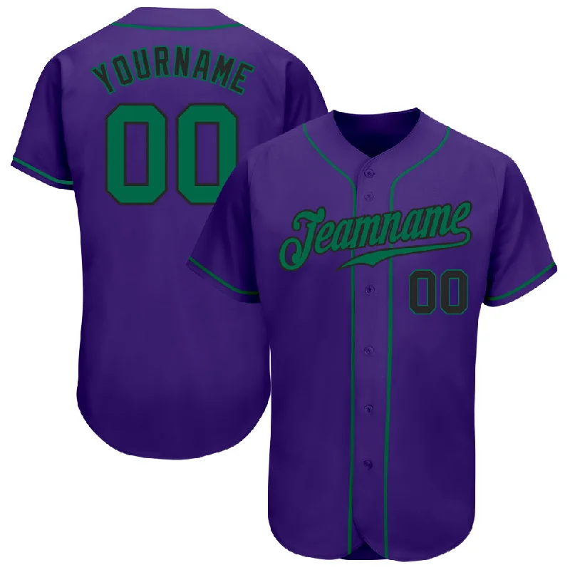 Baseball Jersey With Boxy Shape-Custom Purple Kelly Green-Black Authentic Baseball Jersey