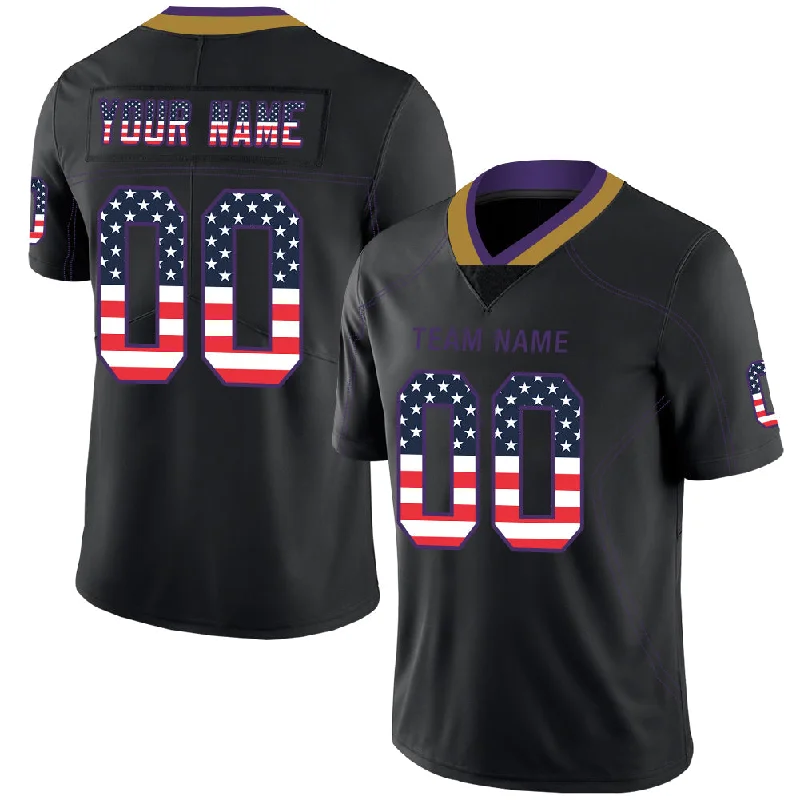 Football Jersey With Quick-Dry Material-Custom B.Ravens Men's American Black USA Flag Fashion Vapor Limited Stitched Football Jerseys