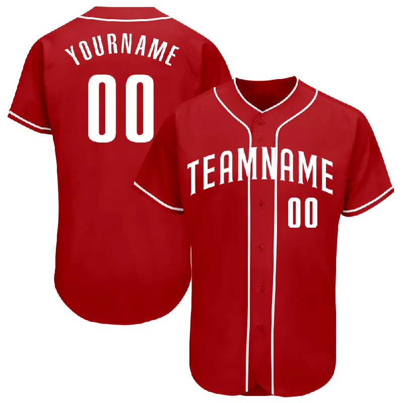 Baseball Jersey With Movie-Inspired Graphics-Custom Red White Authentic Baseball Jersey