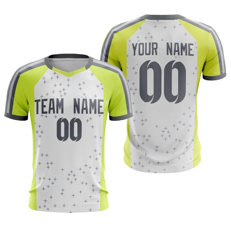 Football Jersey With Bold Graphics-Custom White Gray Breathable Sport Soccer Tops Jersey