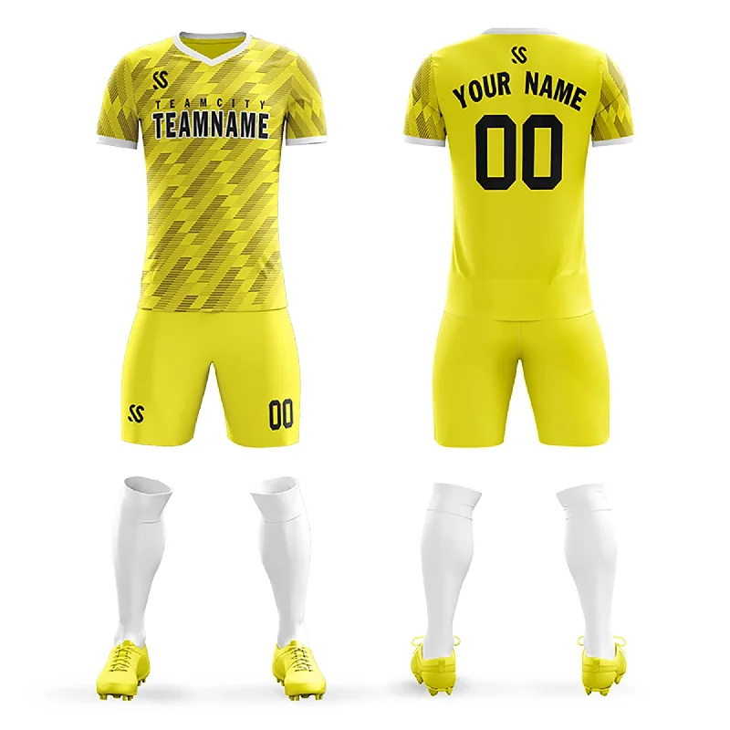 Performance Football Jersey-Custom Yellow Printing Outdoor Tracksuit Soccer Sets Jersey