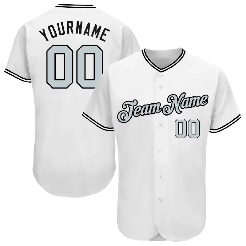 Youth Baseball Jersey-Custom White Silver-Black Authentic Baseball Jersey