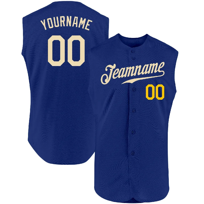 MVP Baseball Jersey-Custom Royal Cream-Gold Authentic Sleeveless Baseball Jersey