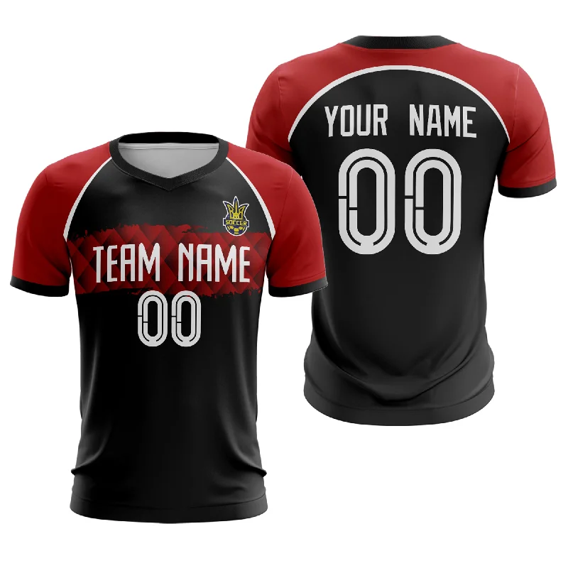 Sleeveless Football Jersey-Custom Black Red-White Sport Soccer Tops Jersey