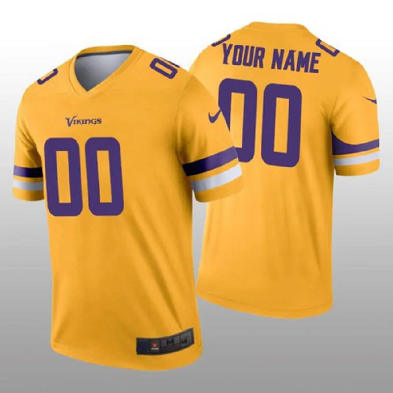 Authentic Football Jersey-Custom MN.Vikings Gold Inverted Legend Jersey Stitched Jerseys Football Jerseys