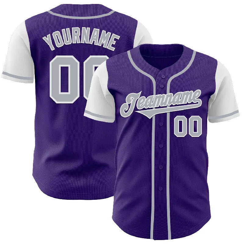 Baseball Jersey With High-End Appeal-Custom Purple Gray-White Authentic Two Tone Baseball Jersey