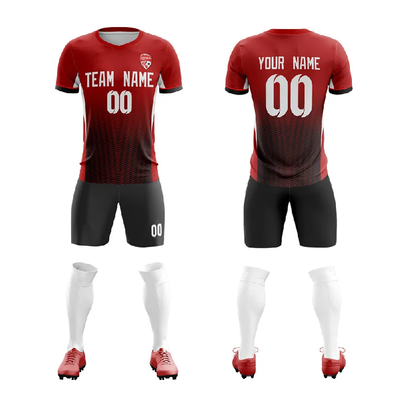 Football Jersey With Sweat-Resistant Fabric-Custom Red Black Soft Training Uniform Soccer Sets Jersey