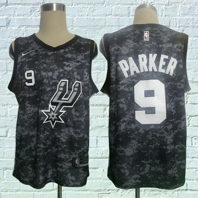 Basketball Jersey With Superhero Theme-Spurs 9 Tony Parker Black City Edition Swingman Basketball Jersey