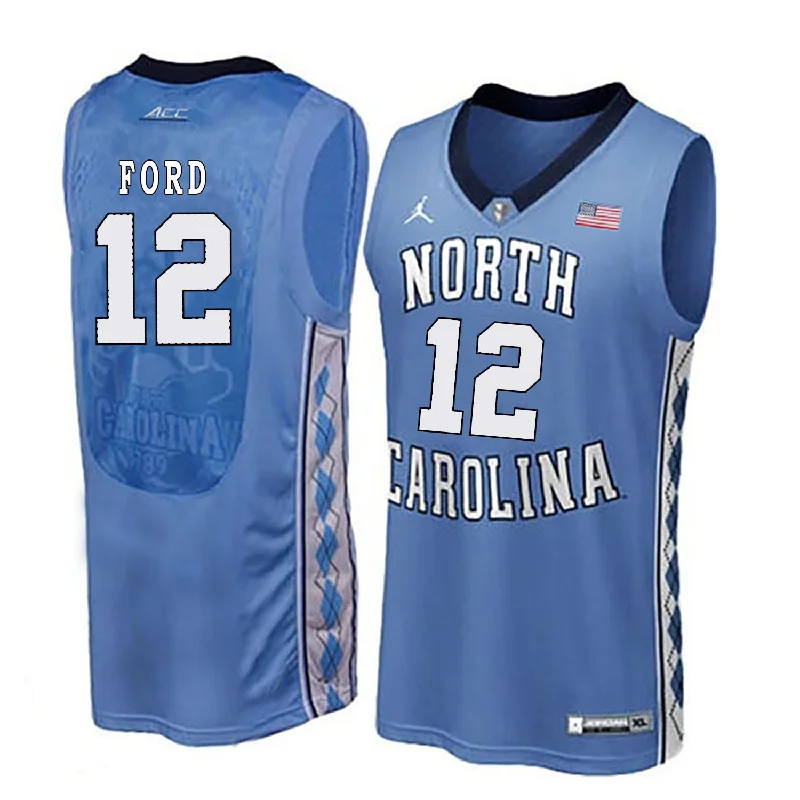 Basketball Jersey With Handmade Details-North Carolina Tar Heels 12 Phil Ford Blue College Basketball Basketball Jersey