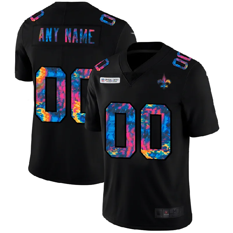 Football Jersey With Artistic Prints-Custom NO.Saints Multi-Color Black 2020 Crucial Catch Vapor Untouchable Limited Jersey American Jerseys Stitched Jersey Football Jerseys