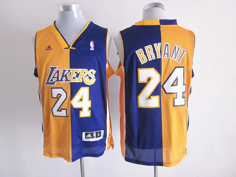 Basketball Jersey For Fans-Lakers 24 Bryant Purple&Yellow Split Basketball Jerseys