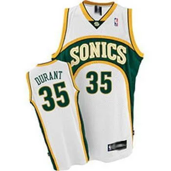 Vintage Basketball Jersey-Supersonics 35 Durant White New Revolution 30 Basketball Jerseys