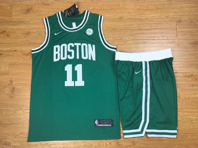 Basketball Jersey With Relaxed Fit-Celtics 11 Kyrie Irving Green Swingman Basketball Jersey(With Shorts)