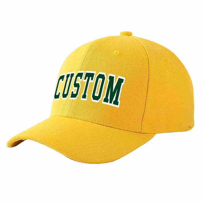 Steampunk Baseball Cap-Custom Gold Green-White Curved Eaves Sport Baseball Cap Design for Men/Women/Youth