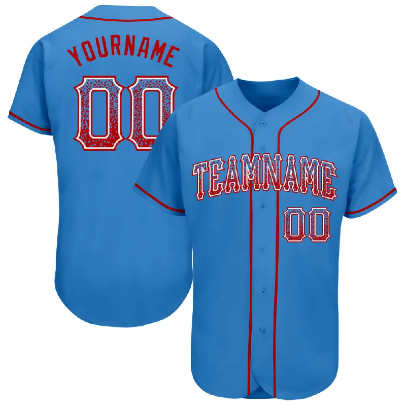 Baseball Jersey With Neon Colors-Custom Powder Blue Red-White Authentic Drift Fashion Baseball Jersey