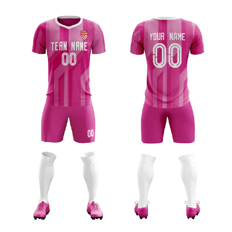 Football Jersey With Loose Fit-Custom Pink White Training Uniform Soccer Sets Jersey