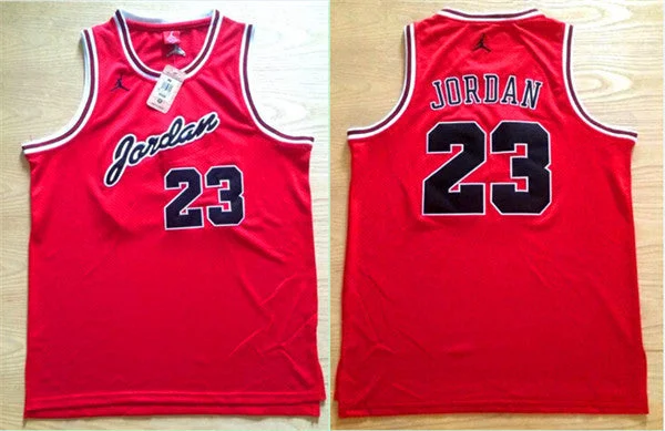 Basketball Jersey With DIY Design-Bulls 23 Jordan Red Stitched Mesh Basketball Jersey