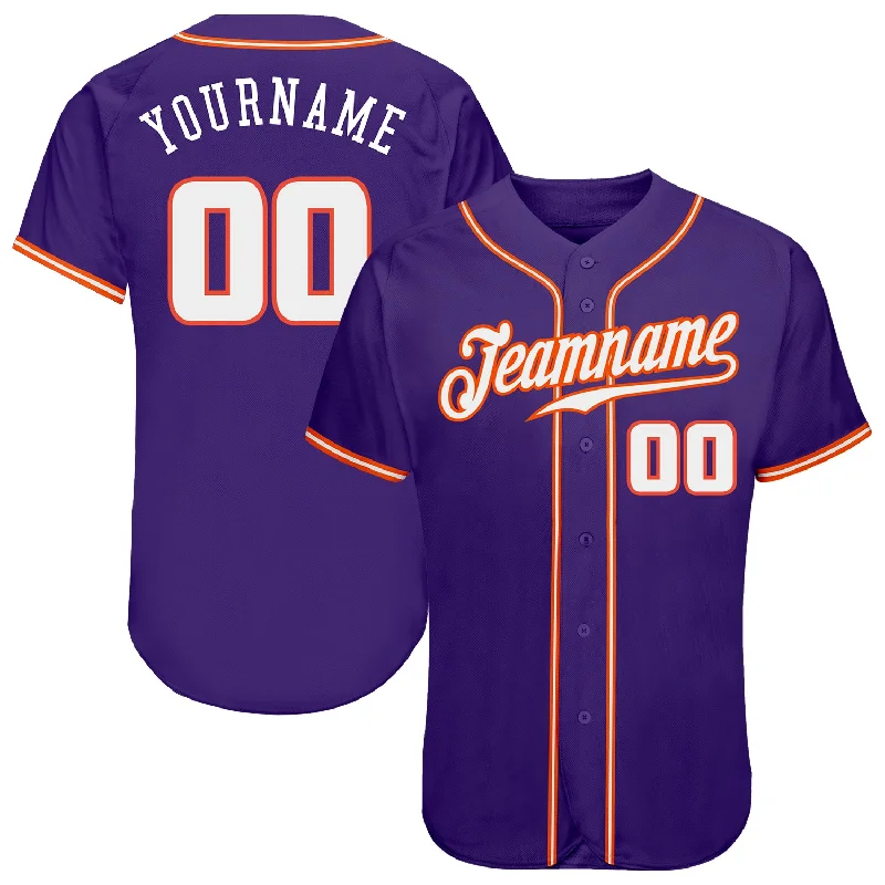 Throwback Baseball Jersey-Custom Purple White-Orange Authentic Baseball Jersey