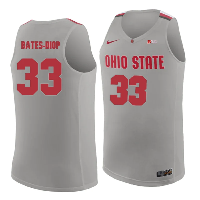 Basketball Jersey With Streetwear Vibe-Ohio State Buckeyes 33 Keita Bates-Diop Gray College Basketball Basketball Jersey