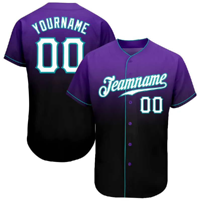 Baseball Jersey With Skulls-Custom Purple White-Black Authentic Fade Fashion Baseball Jersey