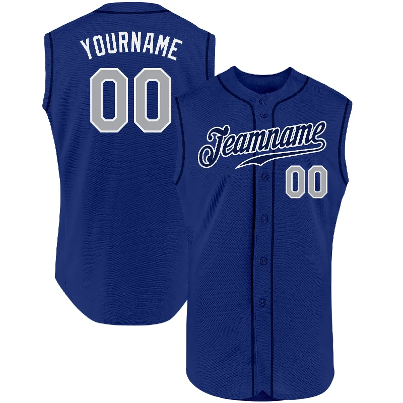 World Series Baseball Jersey-Custom Royal Gray-White Authentic Sleeveless Baseball Jersey