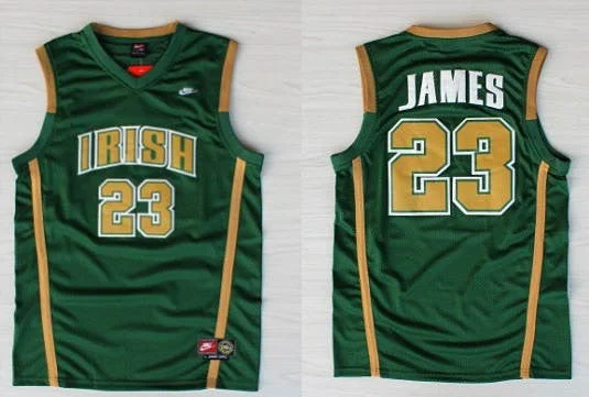 Basketball Jersey With Fashion Forward Design-Irish High School 23 LeBron James Green Baskteball Basketball Jersey