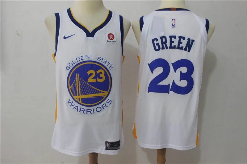 Basketball Jersey With Quick-Dry Material-Warriors 23 Draymond Green White Authentic Basketball Jersey