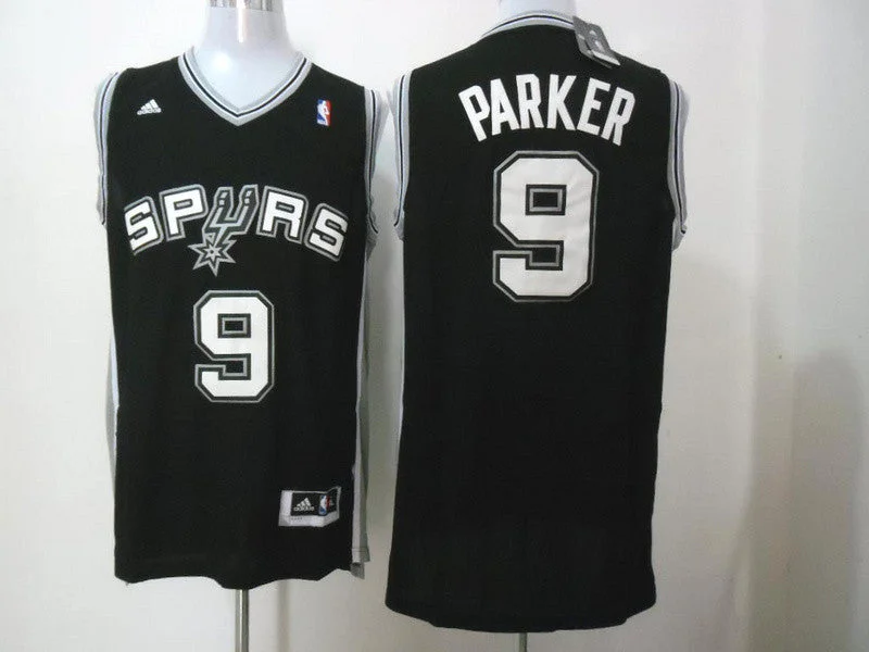 Basketball Jersey With Unmatched Comfort-Spurs 9 Parker Black New Revolution 30 Basketball Jerseys