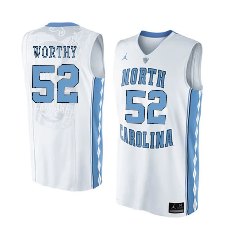 Alternate Basketball Jersey-North Carolina Tar Heels 52 James Worthy White College Basketball Basketball Jersey