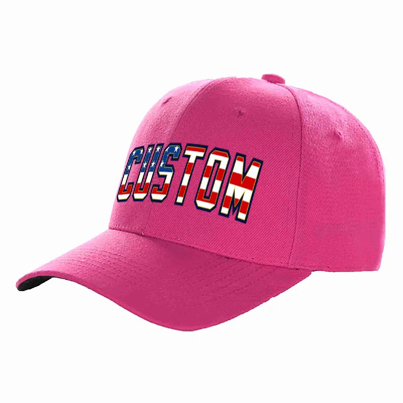 Army Baseball Cap-Custom Rose Red Vintage USA Flag-Gold Curved Eaves Sport Baseball Cap Design for Men/Women/Youth