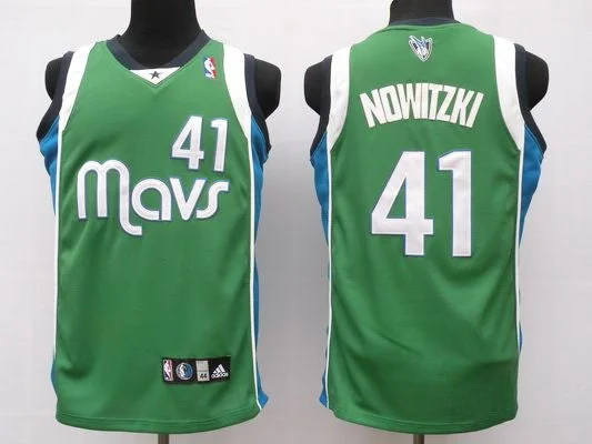 Basketball Jersey With Camouflage-Mavericks 41 Dirk Nowitzki Green Basketball Jerseys