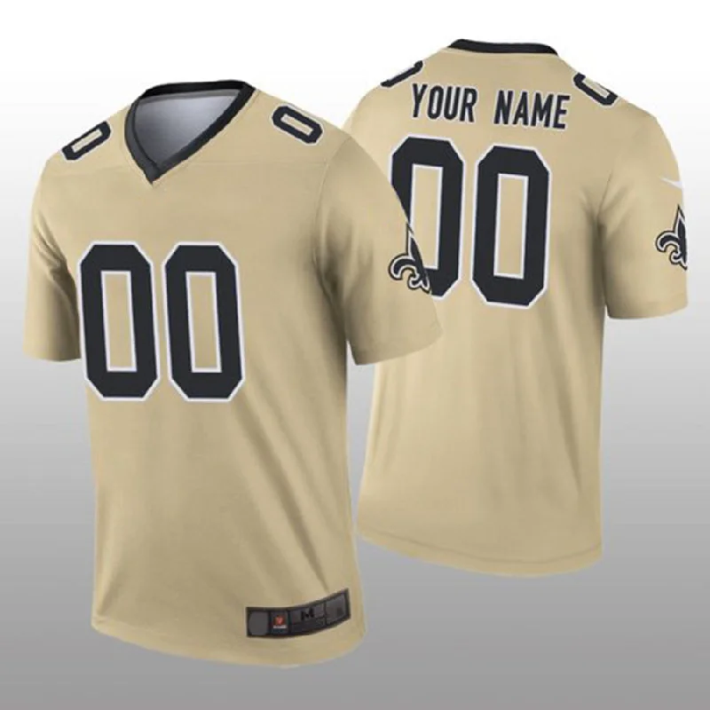 Football Jersey With Gradient Effect-Custom NO.Saints Gold Inverted Legend Jersey American Jerseys Stitched Jersey Football Jerseys