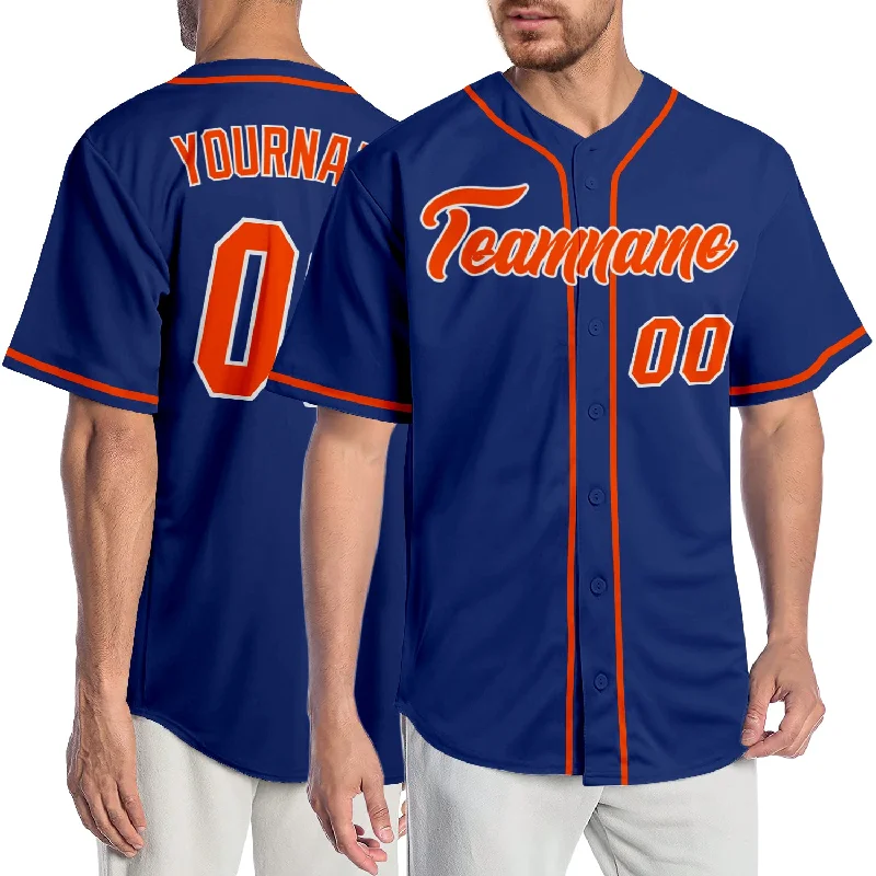 Baseball Jersey For Little League-Custom Royal Orange-White Authentic Baseball Jersey