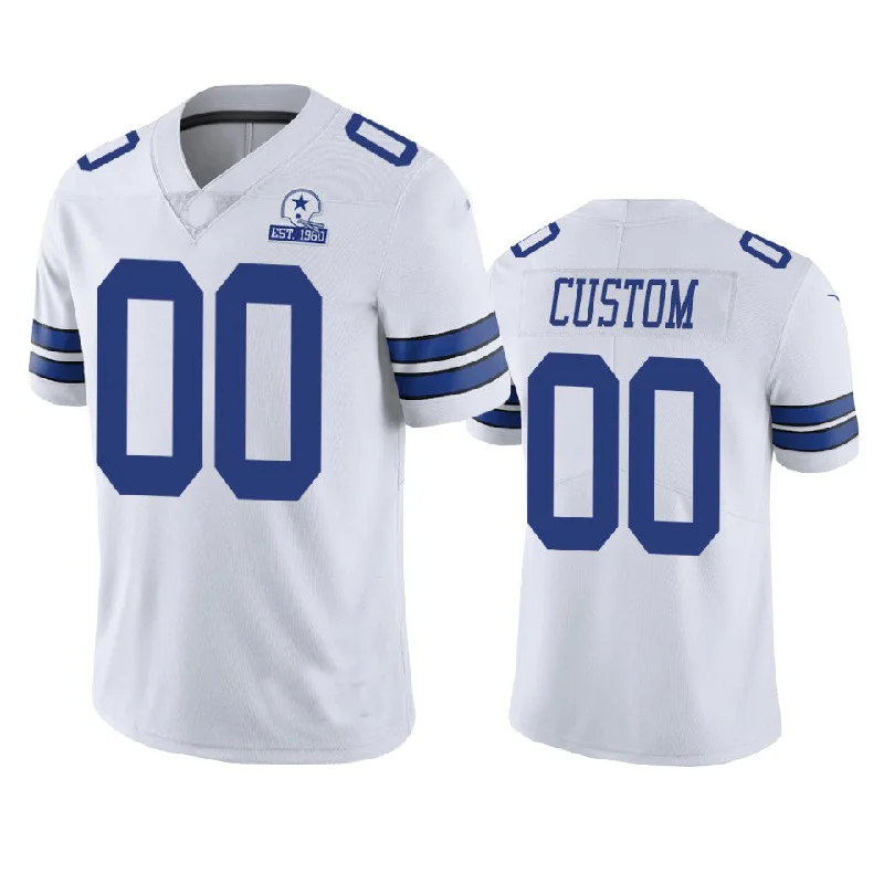 Football Jersey With American Flag-Custom D.Cowboys White 60th Anniversary Vapor Limited Jersey Stitched Jersey Football Jerseys