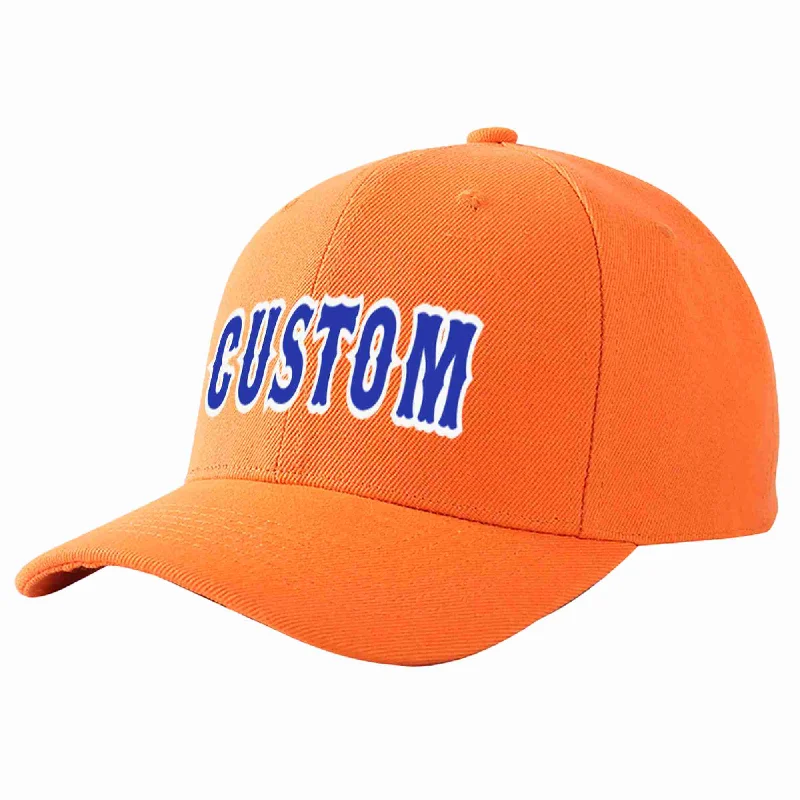 MMA Baseball Cap-Custom Orange Royal-White Curved Eaves Sport Baseball Cap Design for Men/Women/Youth