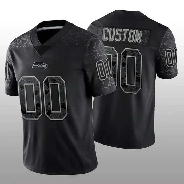 Football Jersey With Patches-Custom S.Seahawks Seattle Seahawks Stitched Black RFLCTV Limited Jersey American Jerseys American Stitched Football Jerseys