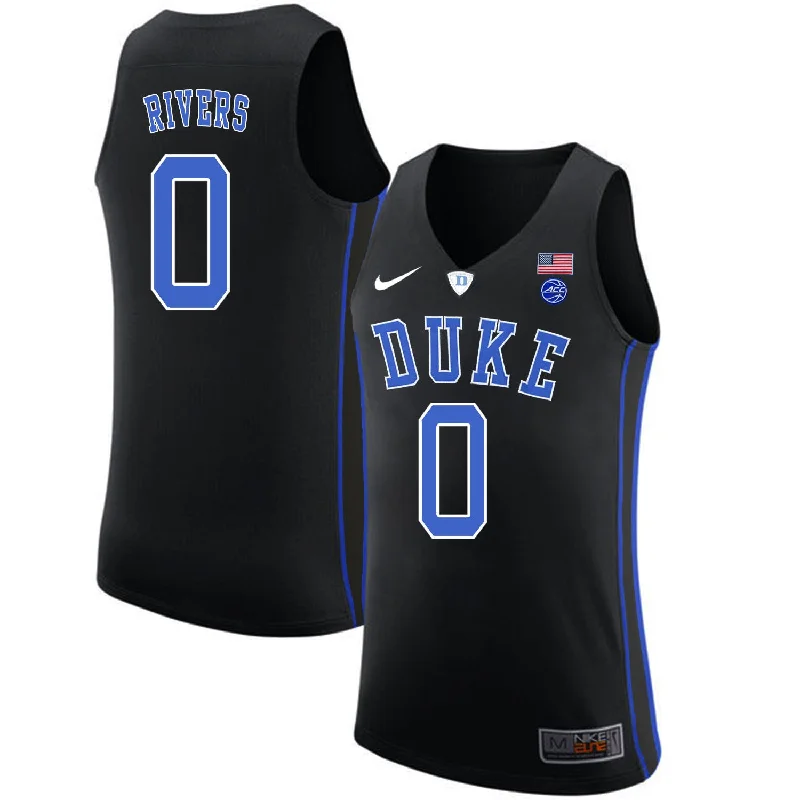 Basketball Jersey With Hood-Duke Blue Devils 0 Austin Rivers Black College Basketball Basketball Jersey